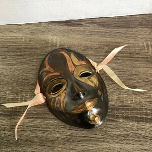 Vtg Brass Mask Wall  Decor